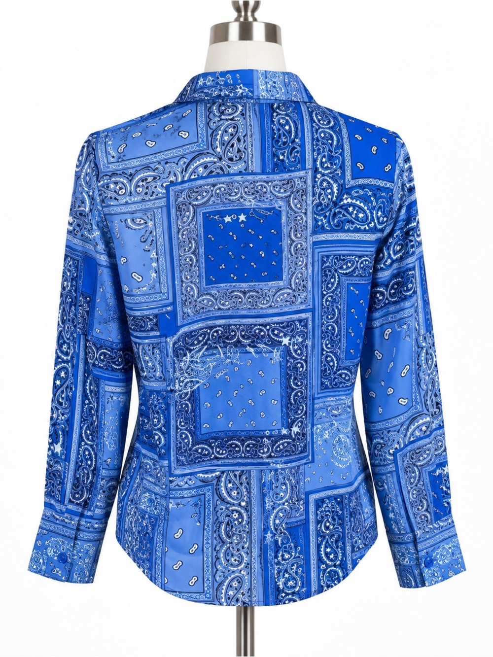 Rachel Zoe stretch paisley bandana kerchief print long sleeve blouse S - Picture 2 of 6